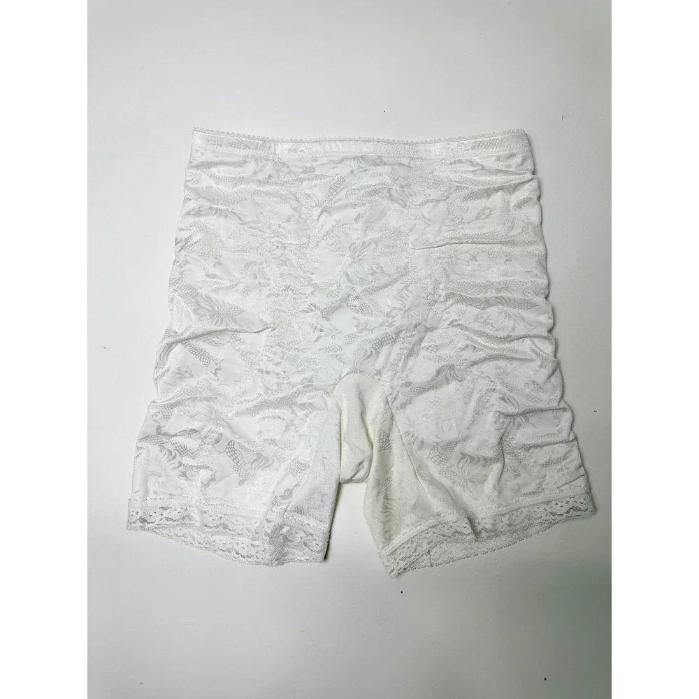 Vintage 80s Adonna JCPenney Shapewear Shorts White Lace Floral Girdle 4525 342X